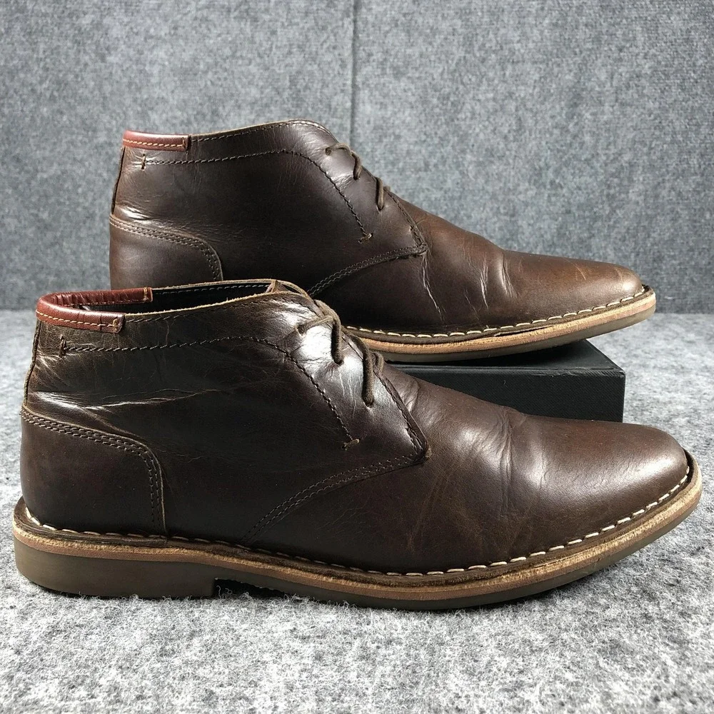 Steve Madden Boots‎ Mens Size 10 Dark Brown Leather Heston Chukka Lace Up 983